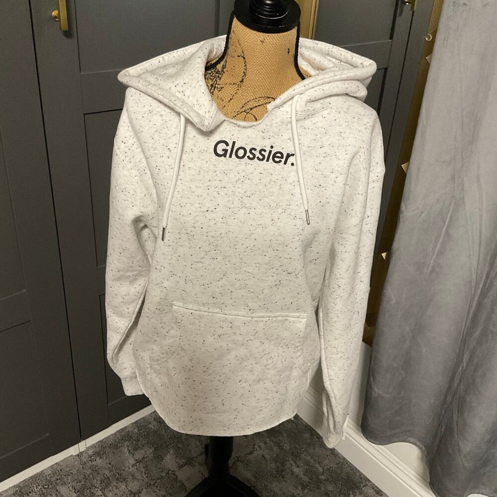 Glossier‎ grey pullover hoodie size xs.